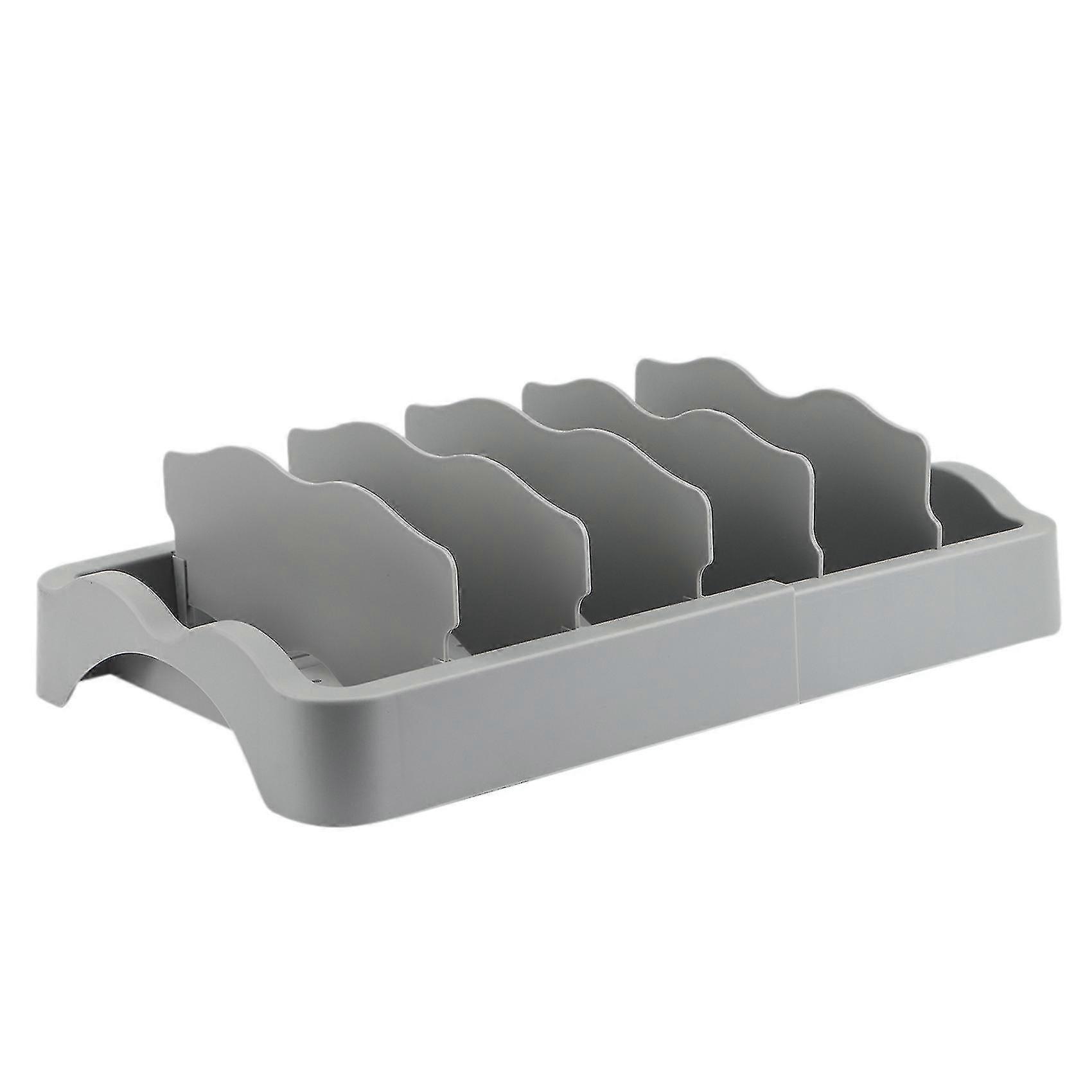 Food Container Lid Organizer, Expandable With Dividers Gray