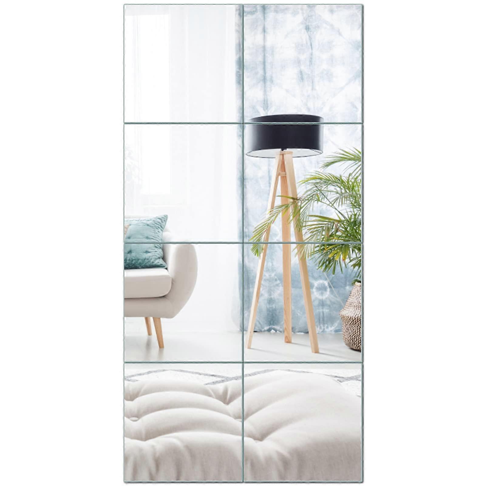 Square Acrylic Mirror Wall Sticker 8 PCS 20x20cm, Patchwork Full Body Mirror, Frameless Self-Adhesive Mirror, Easy to Install