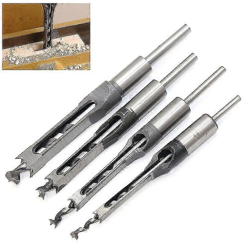 Durable Drill Bits Square Hole Set Tools Woodworking Accessories Auger.(silver)(4pcs)