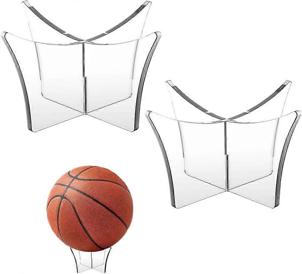 2Pieces Basketball Stand Holder Football Stand Ball Display Stand Basketball Football Soccer Stand for Volleyball Bowling Ball Display (Acrylic)