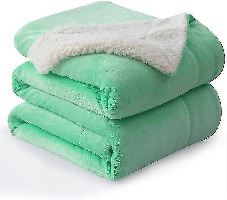 FlanellDecke Reversible Sherpa Throw Decke Super Soft Plüsch Warme Fleece Mikrofaser (50 "x60", Neo-Mint Grün)