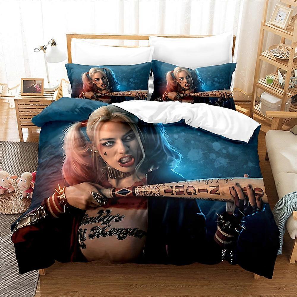 v5310 Bed Sheets Bedding Harley _ Quinn 3 Pcs Comfort Set with 2 Pillowcases,Harley_Quinn Bedding Set Sheet Set for Kids Adults,All Season Lightweigh