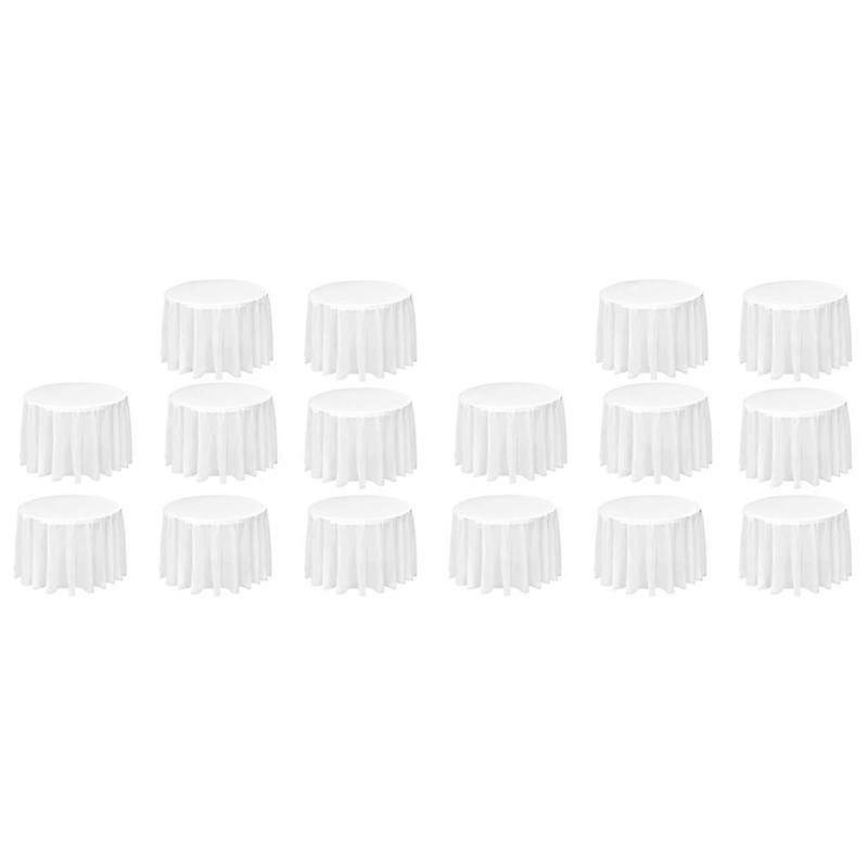 16 Pack Round Tablecloth, 84 Inch White Disposable Table Covers PEVA Waterproof Plastic Round Table