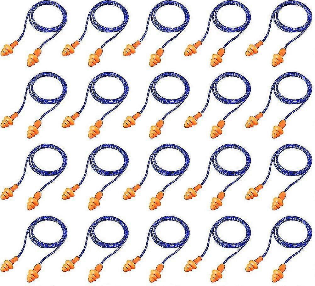 20 Pairs Cord Earplugs Reusable Silicone Ear Plugs With Rope Noise Canceling