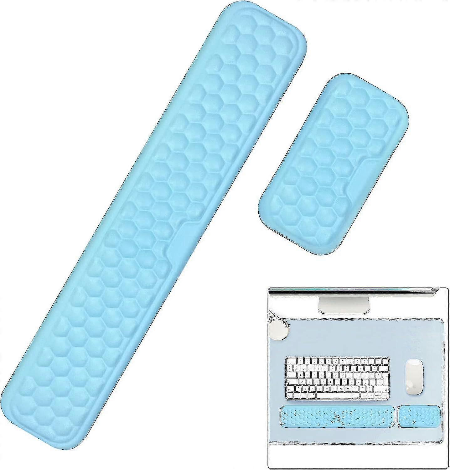 Keyboard Wrist Rest Set, Ergonomic Wrist Support Mat Memory Foam Mouse Wrist Mat Cushion Non Slip, Pain Relief - Premium For Gaming Computer Notebook