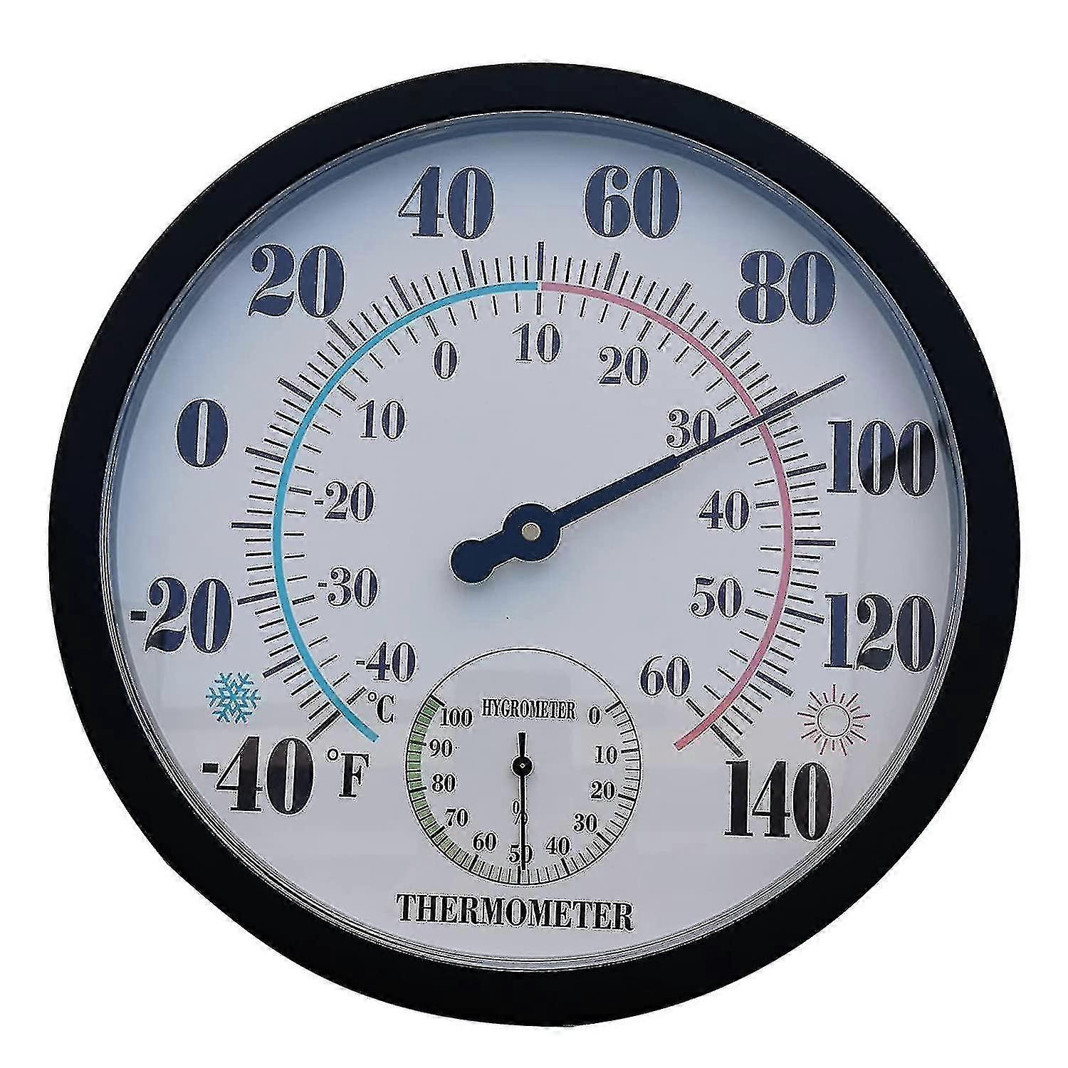 Indendørs udendørs termometerhave Stort nummer 10 i diameter (sort)