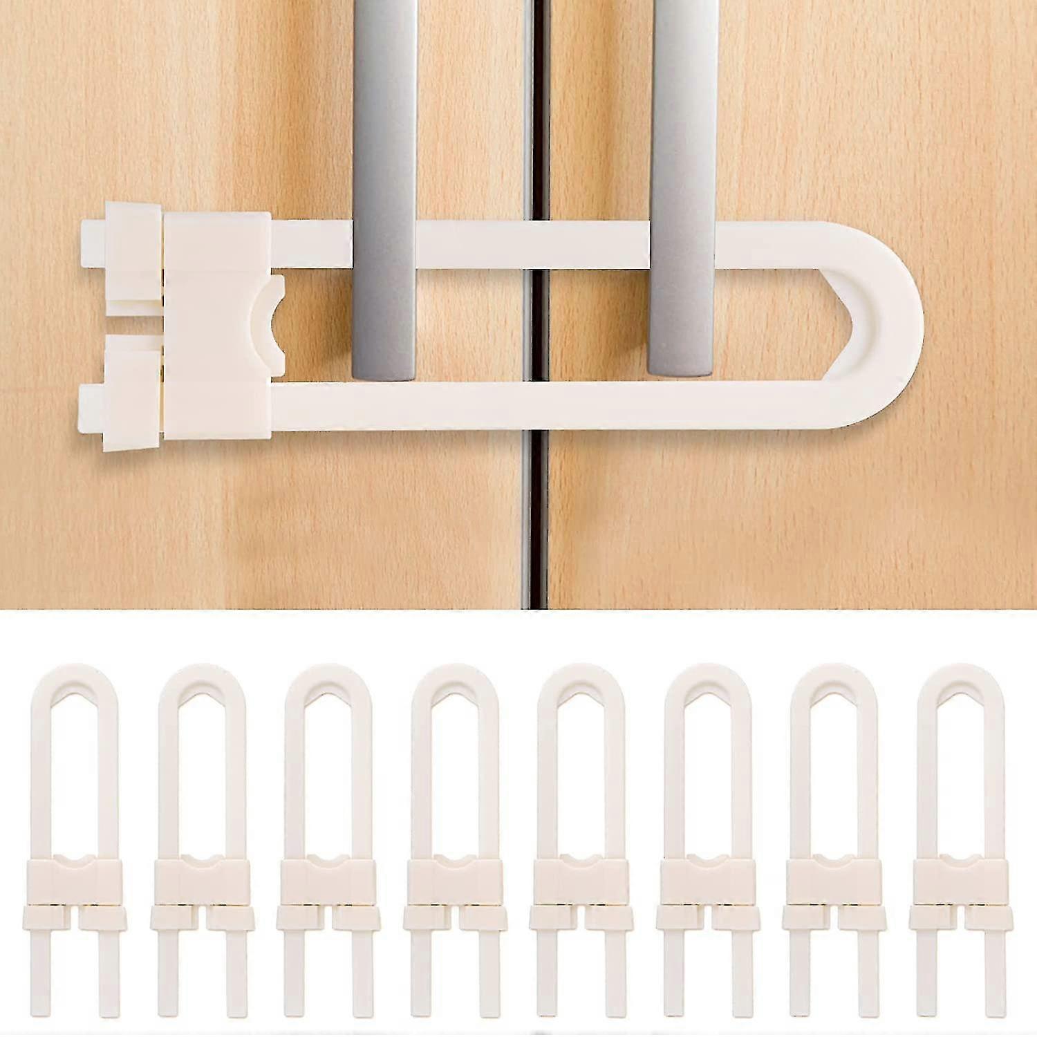 8 Pcs Sliding Cabinet Locks, Baby Proofing Cabinet Locks, Child U-shaped Proofing Cabinet With Adjustable Safety Child Lock, Childproof Latch For Knob