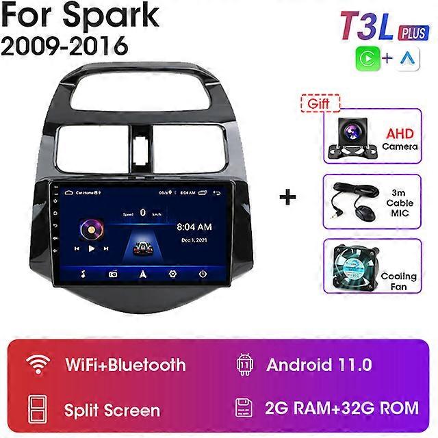 2 Din Android 11 Car Radio For Chevrolet Spark Beat Matiz Creative 2009-2016 Multimedia Video Player Navigation GPS Carplay RDS