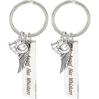 Geschenke Geschenk 2pcs Haustier Memorial Schlüsselanhänger Haustier Andenken Schlüsselanhänger Katze Souvenir Schlüsselanhänger Verlust von Haustier Flügelanhänger für Hund Katze Denkmäler Bestattungszubehör S