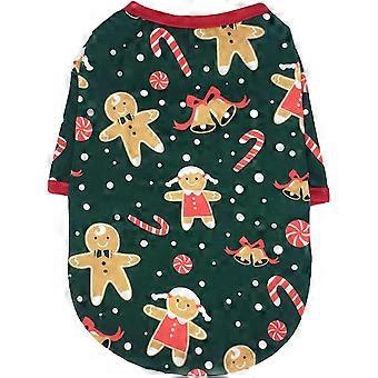 Weihnachtskostüm für Haustiere, Lebkuchenmann-Outfit, Welpen-Weihnachtsoverall, Weihnachts-Haustier-Outfits für kleine und mittelgroße Welpen und Katzen (M)