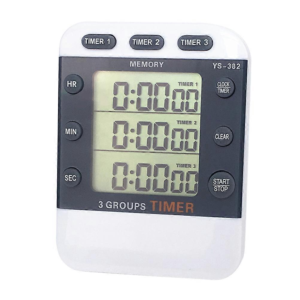 3-Zeilen-Anzeige Stoppuhr Digital-Timer LCD-Stoppuhr Sport Elektronischer Timer Countdown-Timer Chronograph Küche Koch ohne Batterie