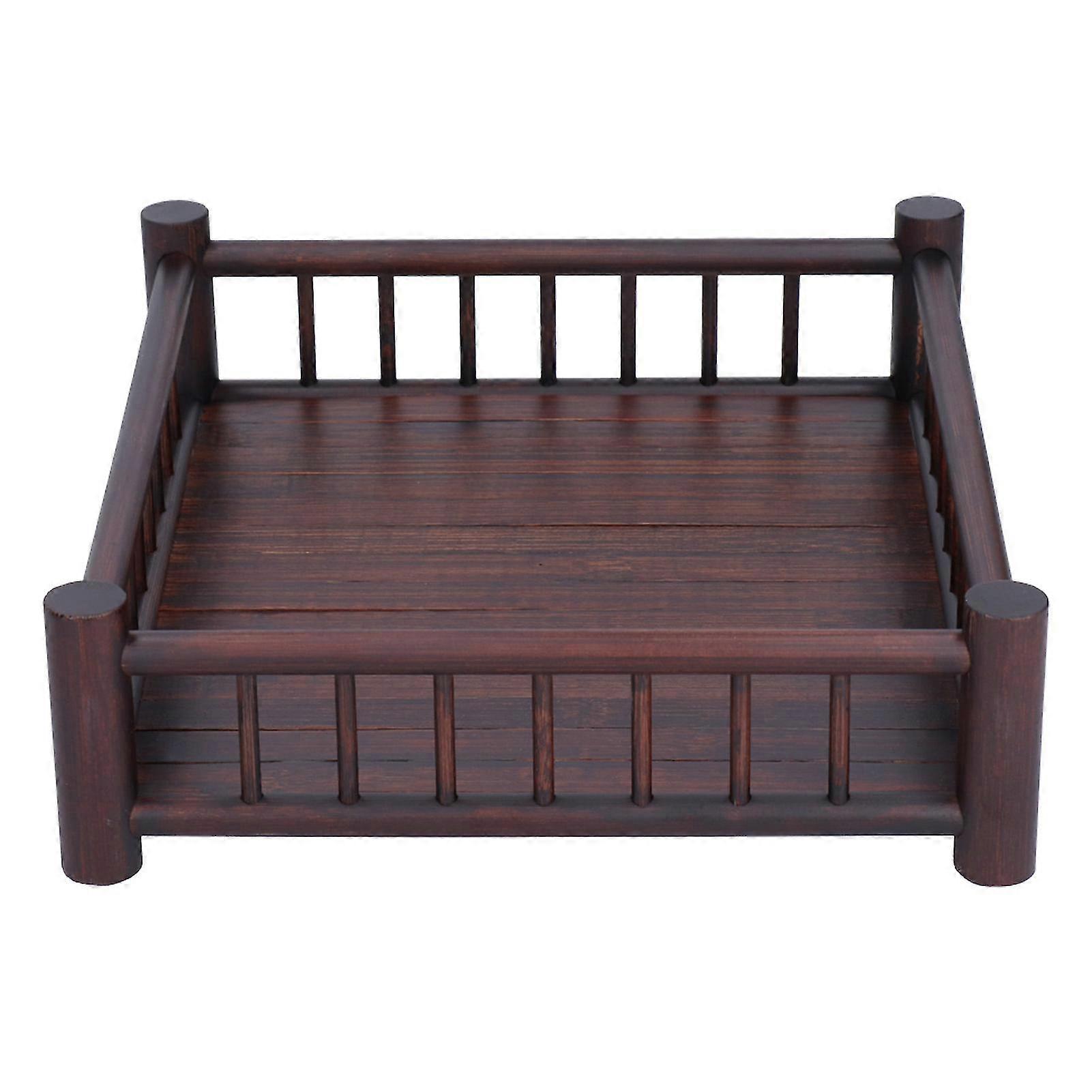 Rectangular Bamboo Decorative Trays Storage Baskets for Coffee Tea Fruit Drinks Snack - Dark Brown