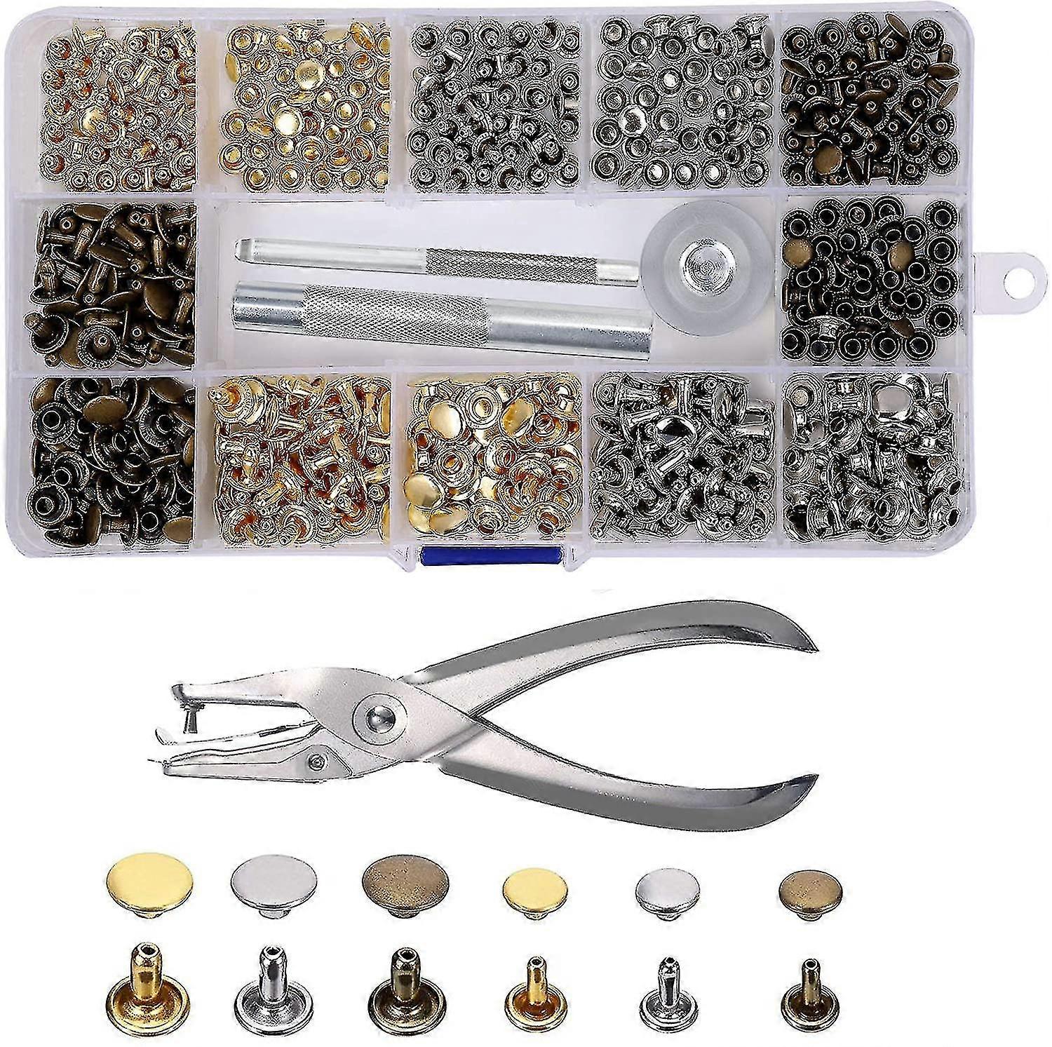 Leather Rivets 240 Set 2 Sizes Double Rivet Tubular Metal Studs-fjkhf