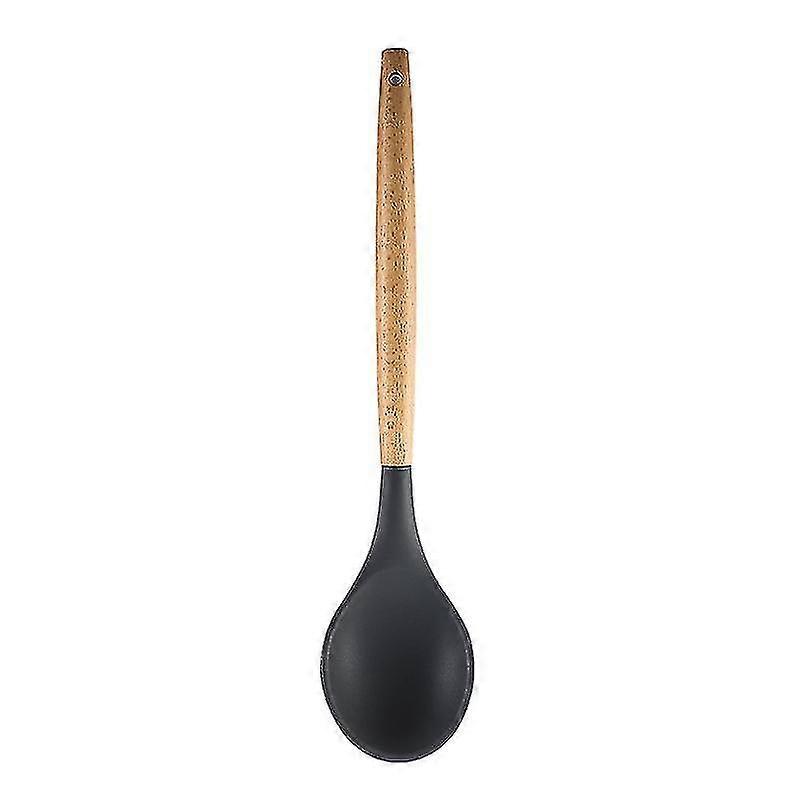 Heat Resistant Silicone Spatulas Set For Non Stick Pan Cookware Wooden Long Handle Spatulas Gray Rubber Spatula
