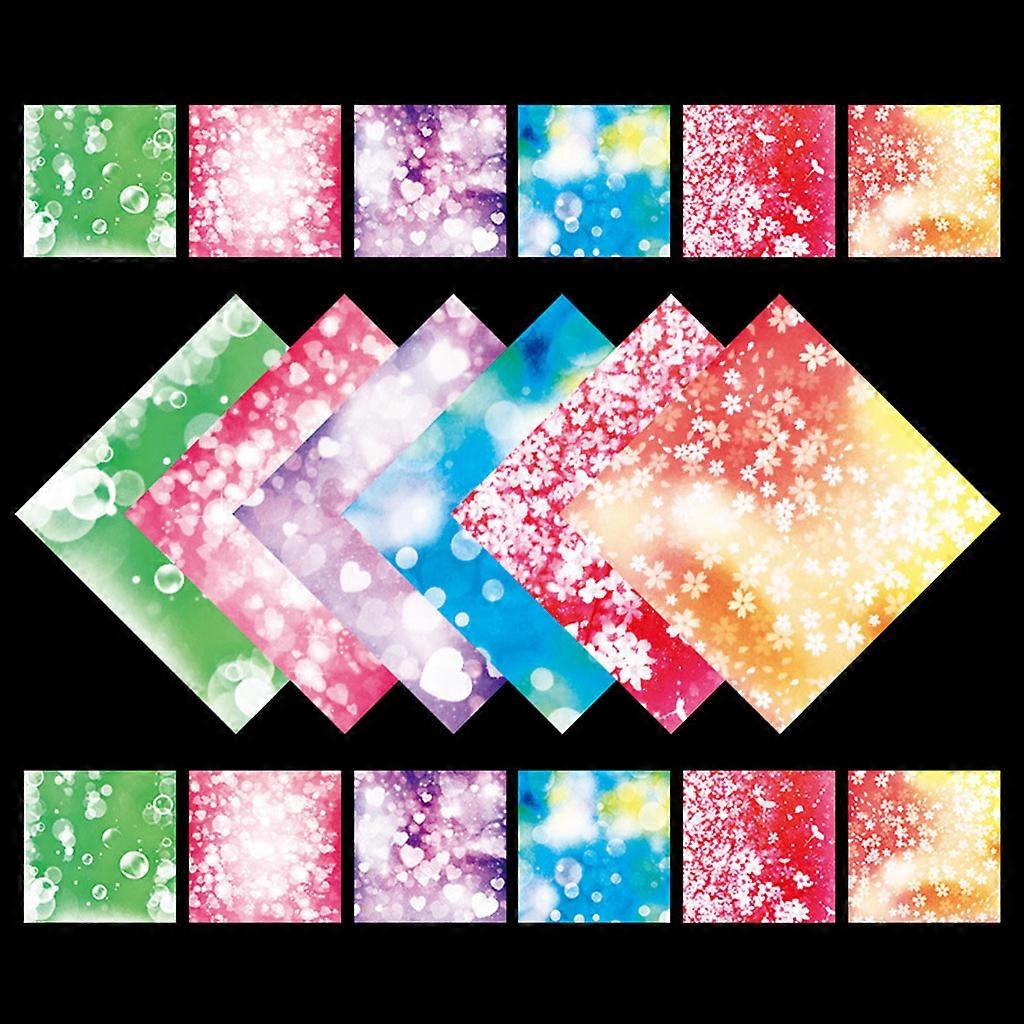 Square Origami Paper Double-sided Glitter Folding Solid Color Papers for Kids