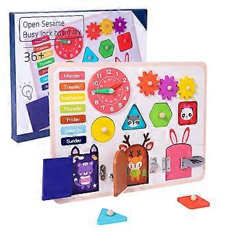 Busy Board Wooden Activity Board Vorschule Pädagogisches sensorisches Spielzeug Lernen Sie grundlegende Lebenskompetenzen Entwickeln Sie Feinmotorik für Kinder