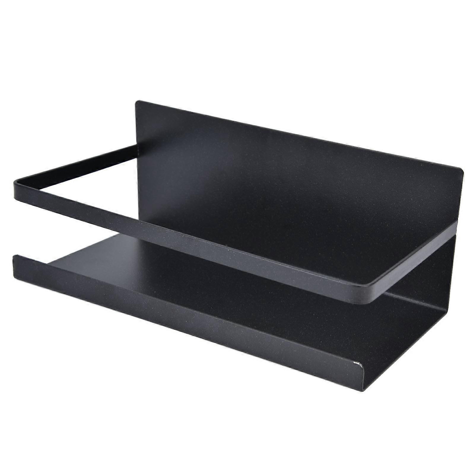 Kitchen Rack Space Saving Spice Shelf Organizer Magnetic Single Tier Iron for StorageBlack