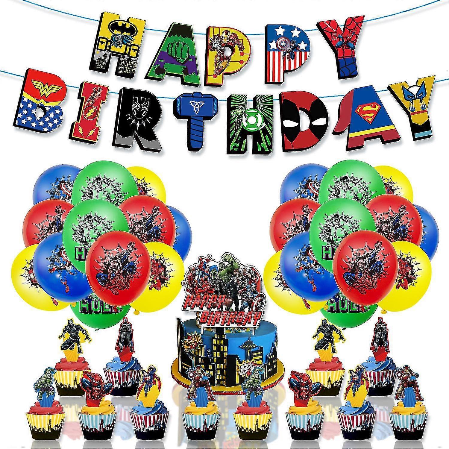 The Avengers Theme Happy Birthday Balloons Kit
