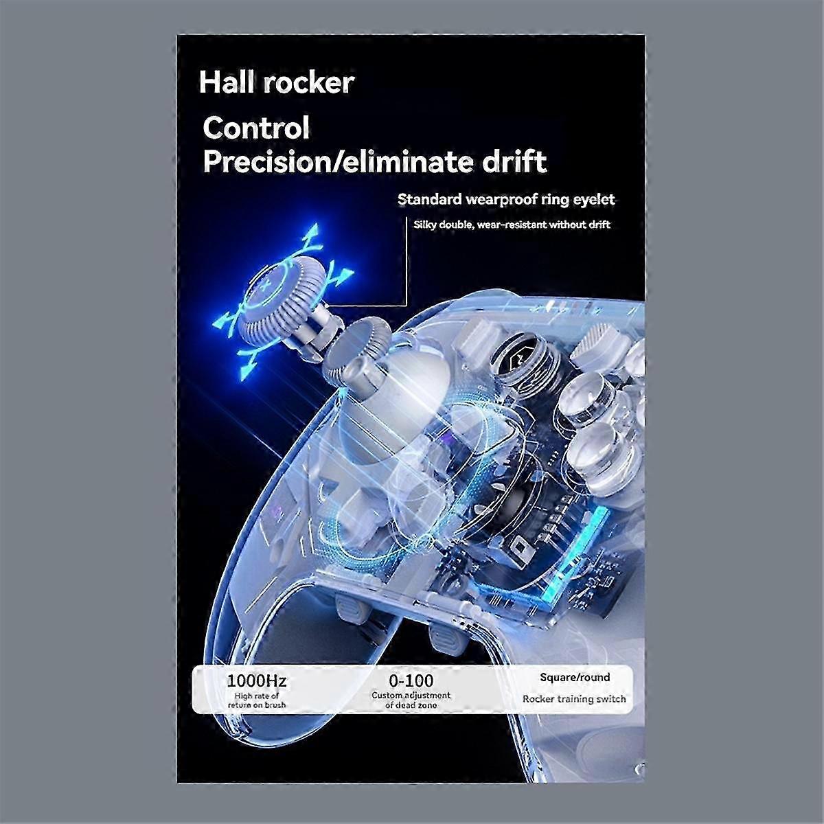 K10 Gaming Controller With Charging Dock Rgb Hall Effect Joystick Trigger For Switch/pc White