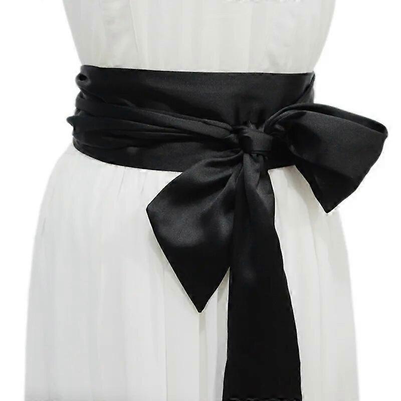 New Ladies' Belts Are Decorated with Burgundy Black Silk Wide Waist Seal and Long Ice Silk Lace Soft Waist Accessories Belt