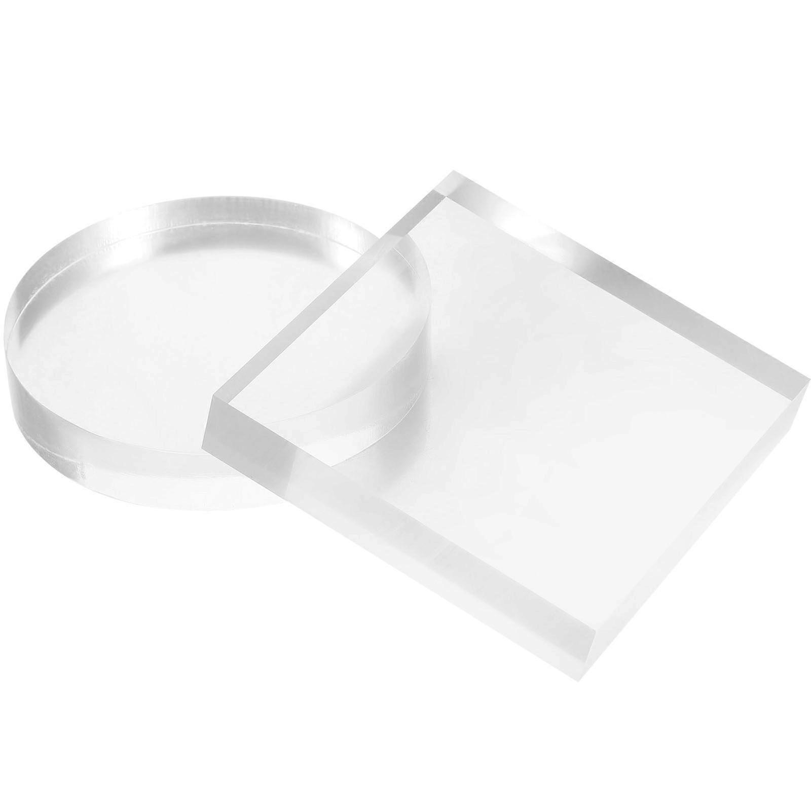 2Pcs Acrylic Display Block Clear Polished Acrylic Display Base Stand Photography Props