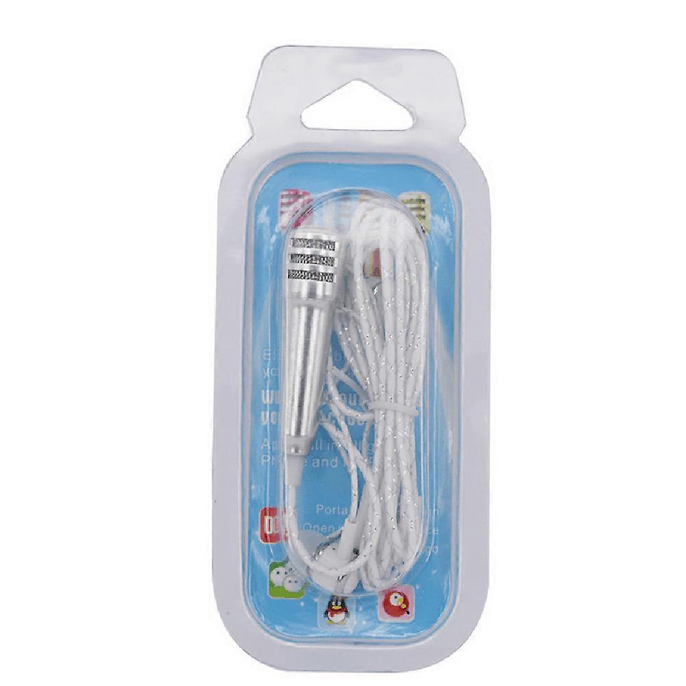 Mini Karaoke Microphone Mini Phone Microphone With Headphones For Android IOS Silver