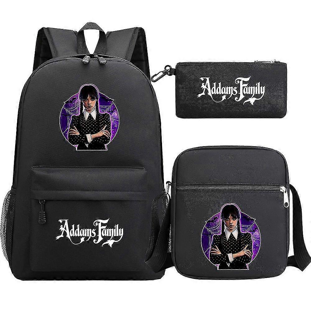 יום רביעי Addams תרמילים - 3pcs / סט Mochila לסטודנטים, בנים, בנות, בני נוער - תיק נסיעות מזדמנים לגברים, נשים - תיק בית ספר תרמיל
