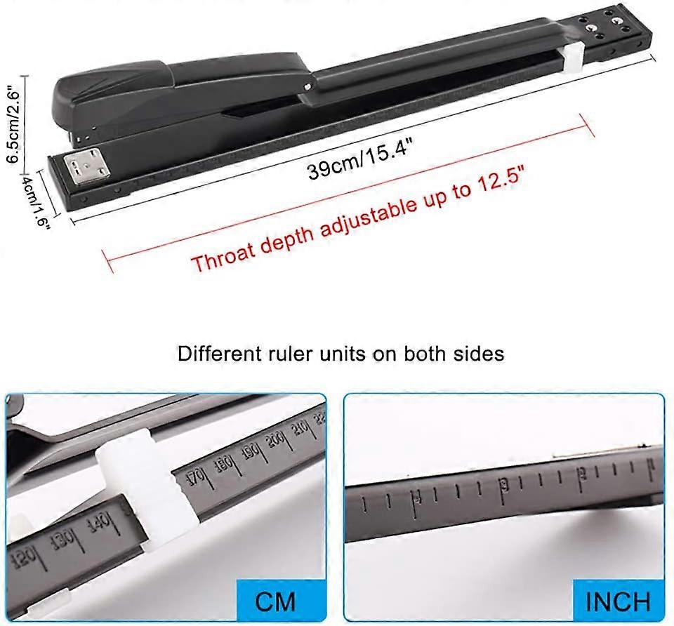 Stapler Office Stapler Desktop Stapler Long Arm Stapler, (Black)