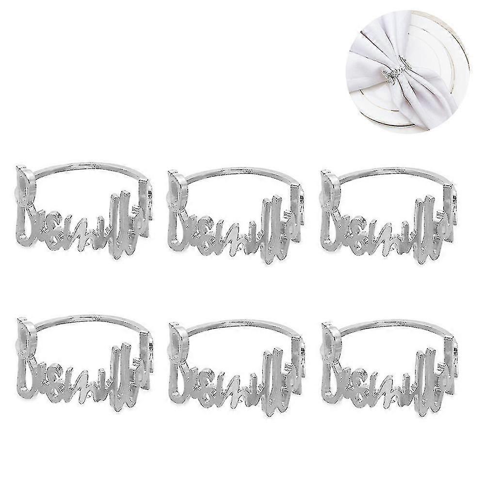 6 قطع منديل خواتم رسالة معدنية منديل حلقة مجموعة الأبجدية منديل حامل -AOBA