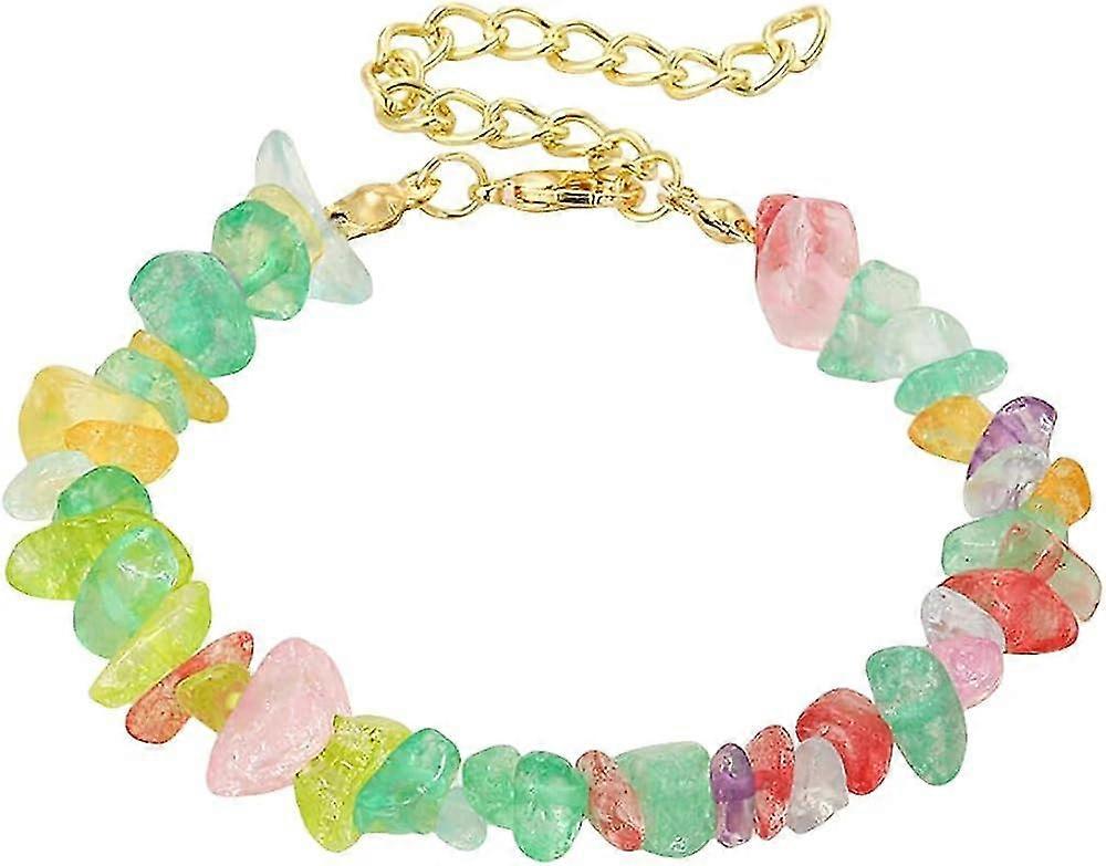 Crystal Chip Gemstone Bracelets Set - Adjustable Irregular Chips Beads Bracelet