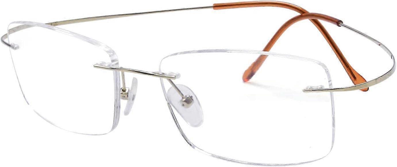 Titanium Rimless Reading Glasses Readers Men Gold
