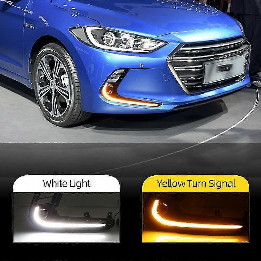 Superior CSCSNL 2Pcs LED fog lamp for Hyundai Elantra 2016 2017 2018 DRL Daytime Running Lights with Yellow Turn signal light drl