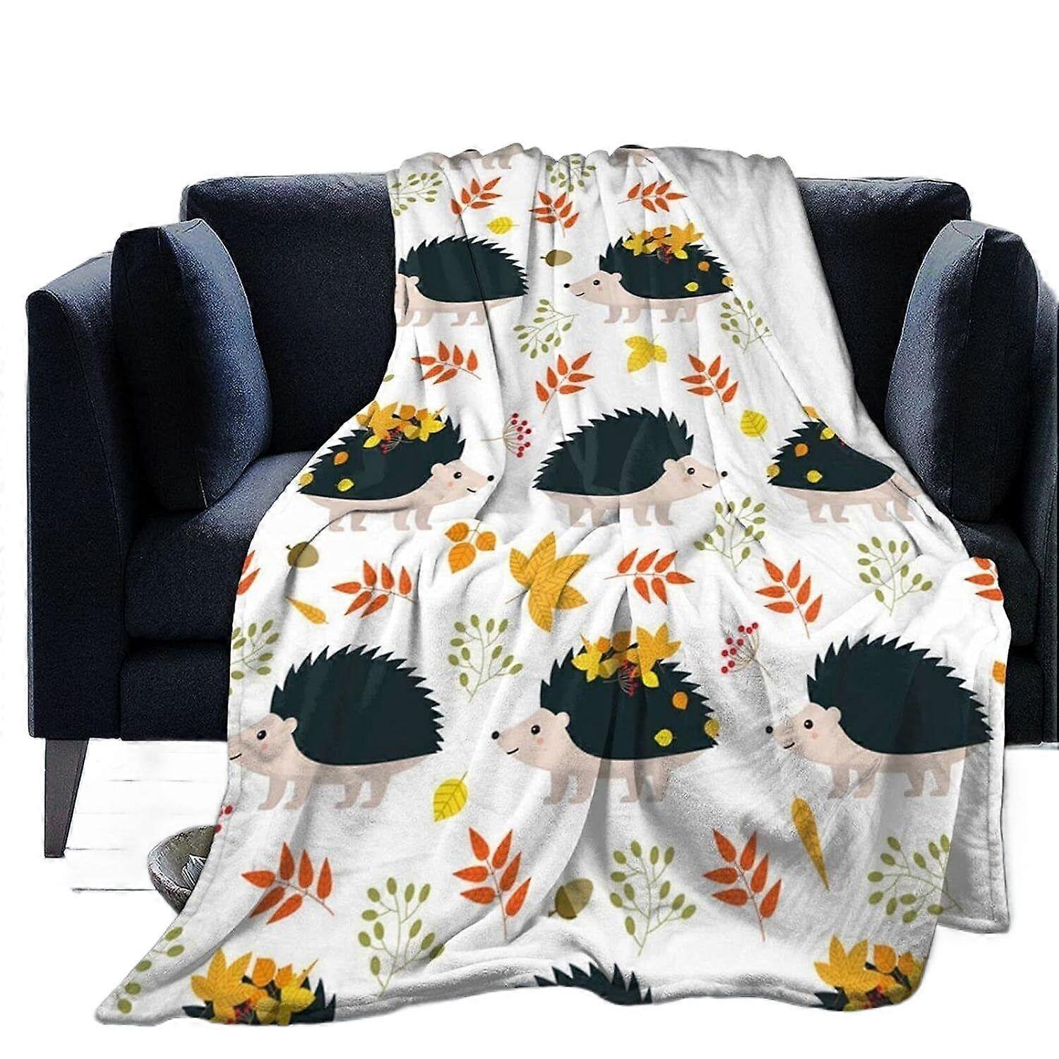 Cobertor de Lã para Ouriços e Folhas Cobertor de Lã Micro Ultra-Macio para Sofá de Quarto Cobertores de Sofá e Mantas-R1690