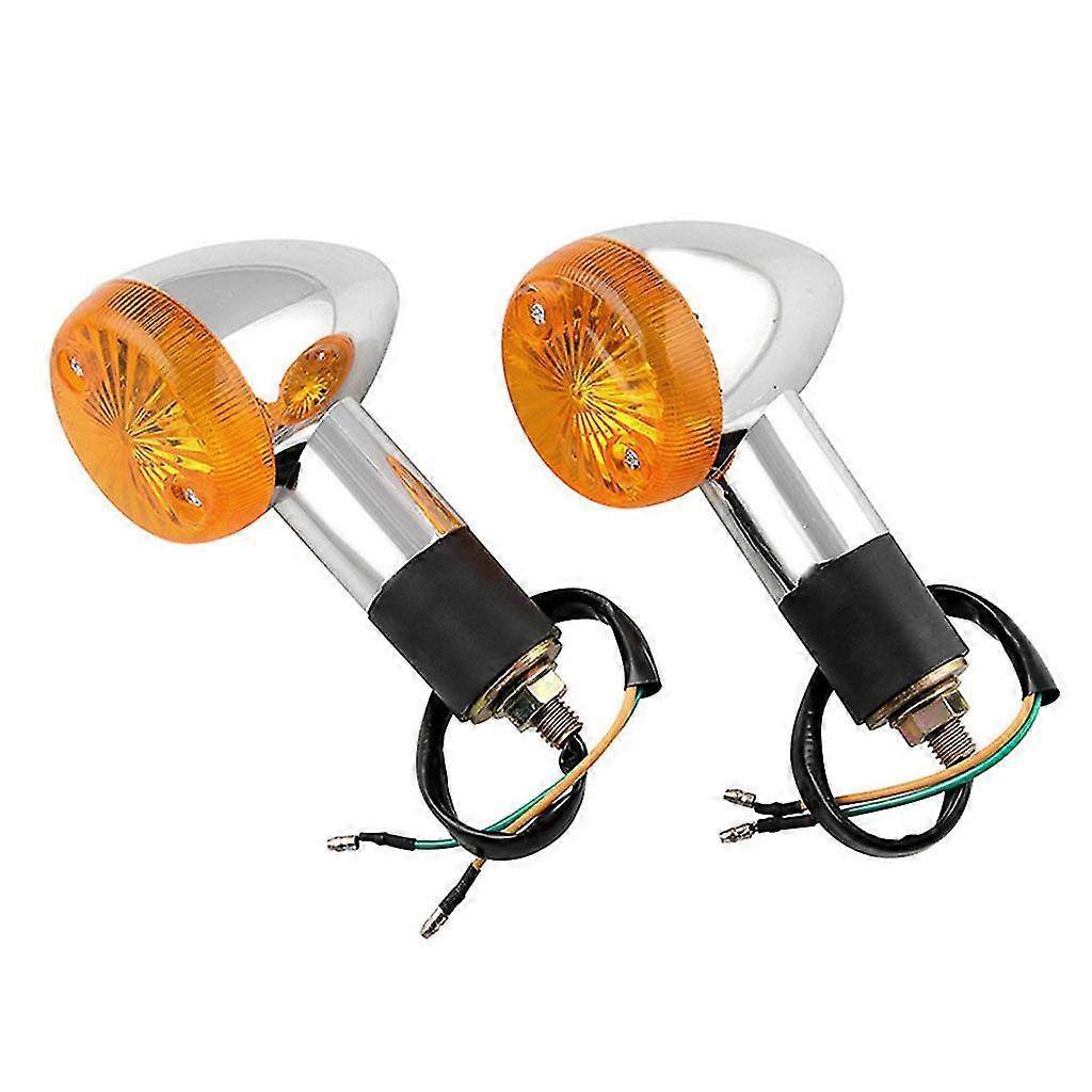 2pcs Bullet Motorcycle Front Rear Turn Signal Light Indicators Blinkers Amber