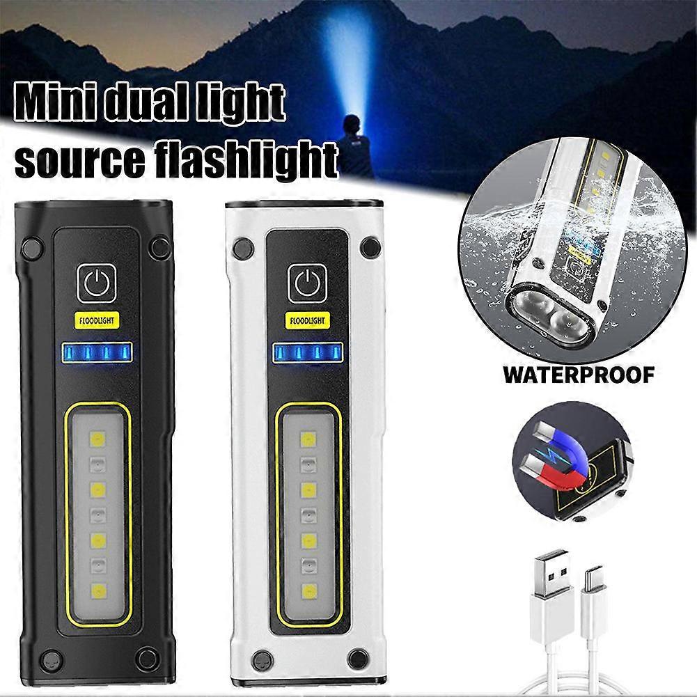 Mini Flashlight LED Rechargeable Portable COB Work Light Powerful Lantern