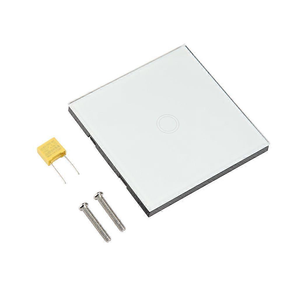 1 Way Tempered Glass Panel Home Wall Light Smart Touch Switch Remote Control (White)