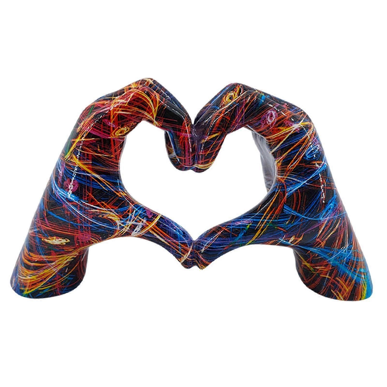 تمثال اليد القلب الفن الحب النحت الإصبع لرف خزانة منضدية ملون