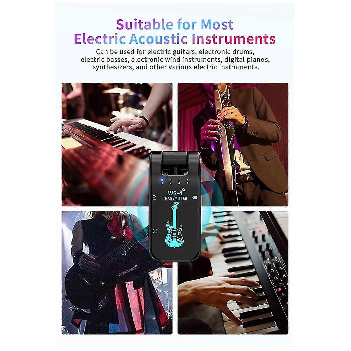 新しい2.4gギターワイヤレストランシーバー電動ブローパイプオーディオ伝送トランシーバー8チャンネルDU