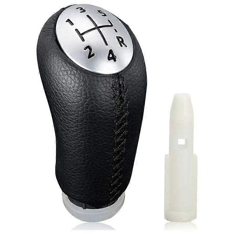 (Black leather) Manual shift knob with adapter for Renault Clio III 2005-09, Megane 2 Laguna 2003-09