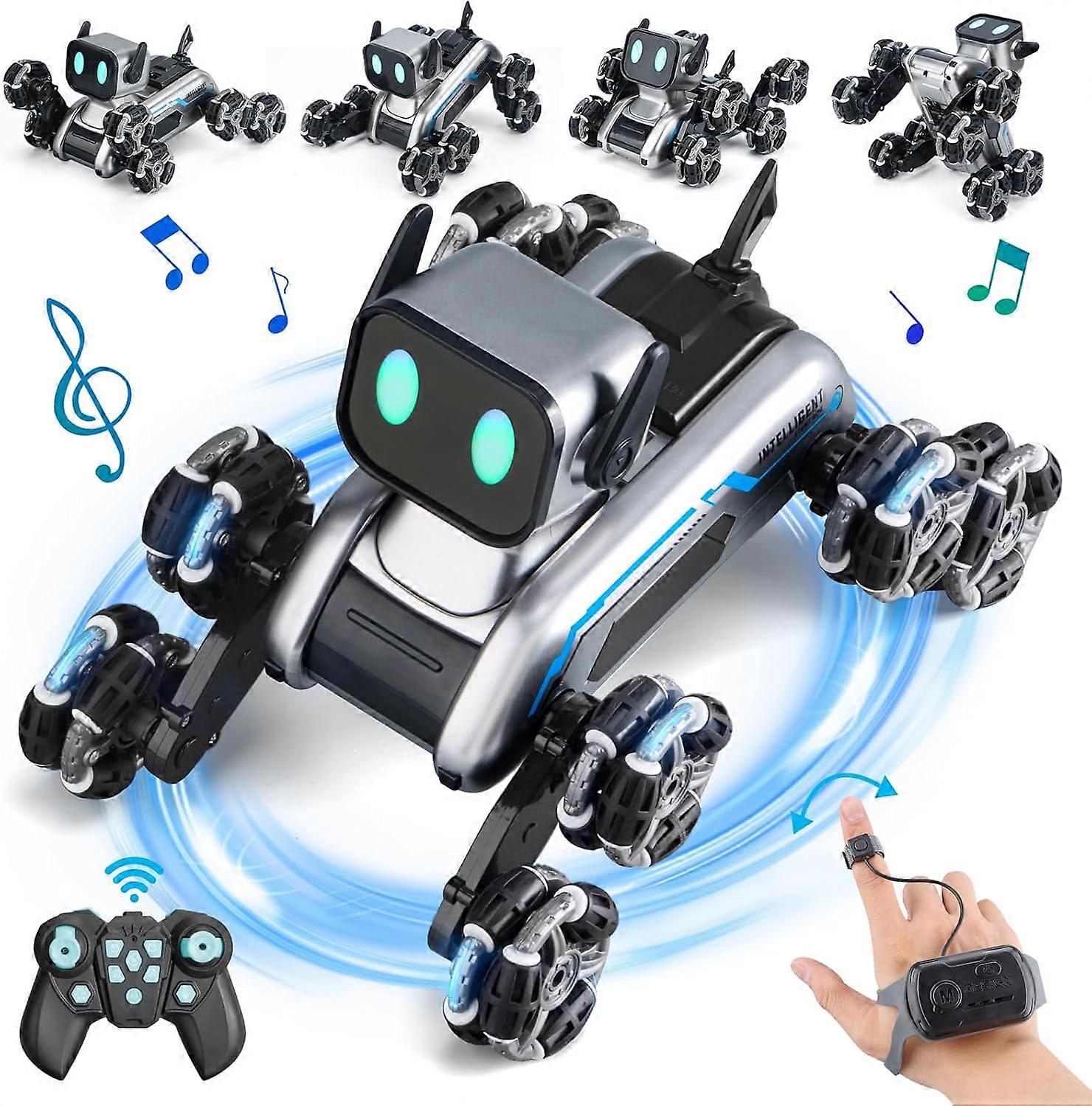Remote Control Cars for Kids Adults, 8WD Gesture Sensing RC Stunt Car with Lights & Music, RC Robot Dog Toys, Birthday Gift for Boys Girls