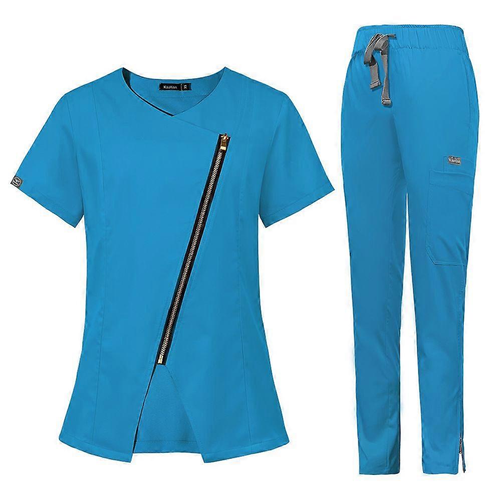 Uniform Scrub Set Breathable Workwear Top and Pant for Nursing SPA Massaging