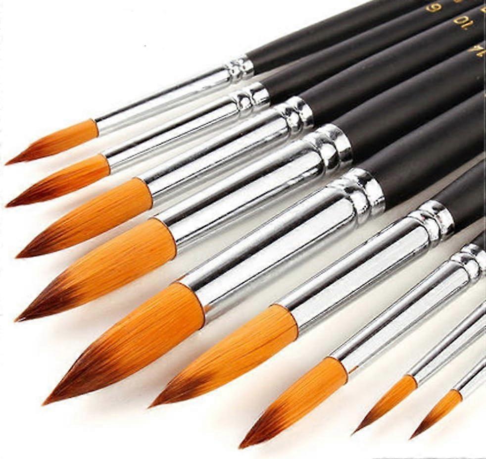 9 Acrylic, Oil, Watercolor & Nail Painting Brushes - Durable, Versatile Set for Beginners and Professionals