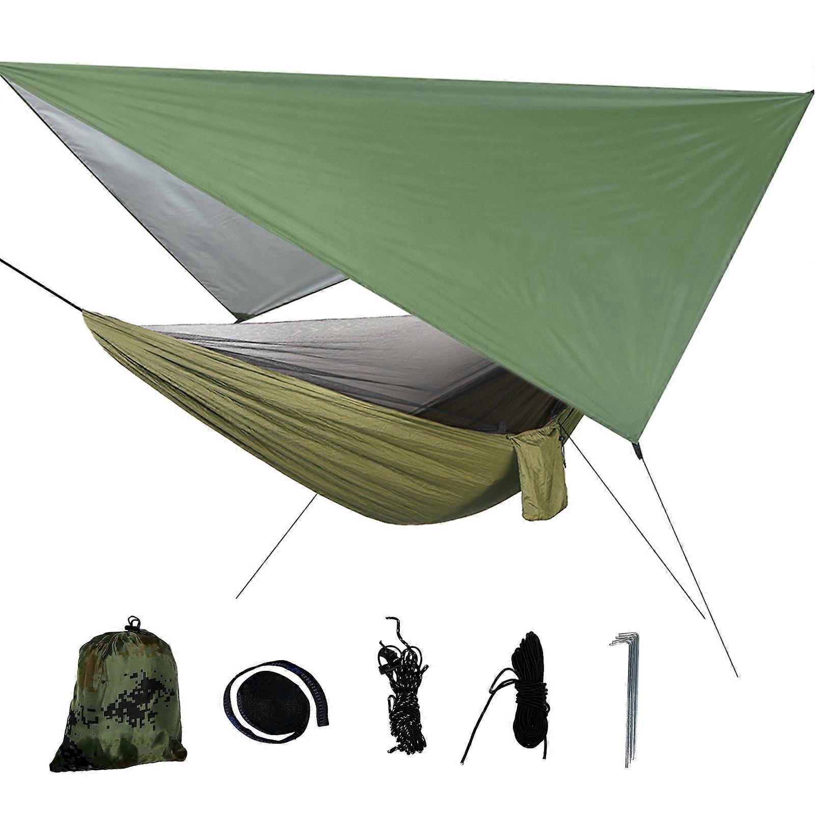 Lightweight Portable Camping Hammmock With Tent Nylon Rain Tarp With Mosquito Net 210T