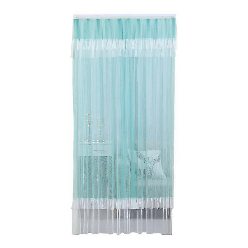 1PC Polyester Mesh Self Adhesive Bedroom Gauze Curtains Pleated Door Curtain Lace Embroidery Partition Door Screen Living Room