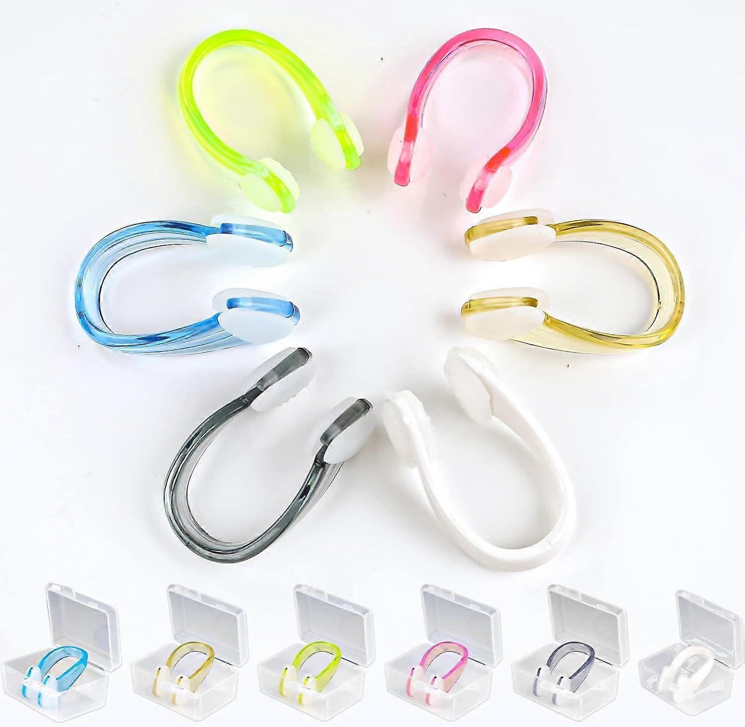 Nose Clip Swimming Non-slip Nose Clip 6 Pack for Swimming, Gentle Hypoallergenic Nose Clip with Storage Case, Suitable for Adults Kids Unisex (6)