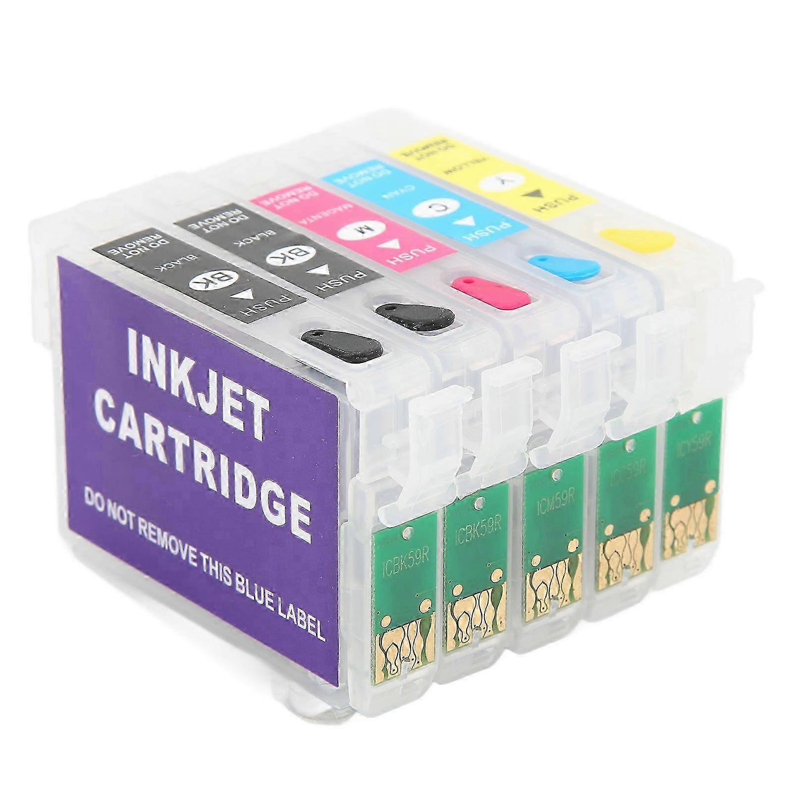 5 יח 'מחסנית דיו שחור כחול מגנטה צהוב שבב קבוע לשימוש חוזר מילוי דיו החלפת עט אלקטרוני