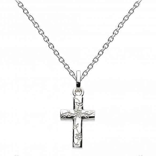 Dew Sterling Silver Small Engraved Cross Pendant 90A5HP
