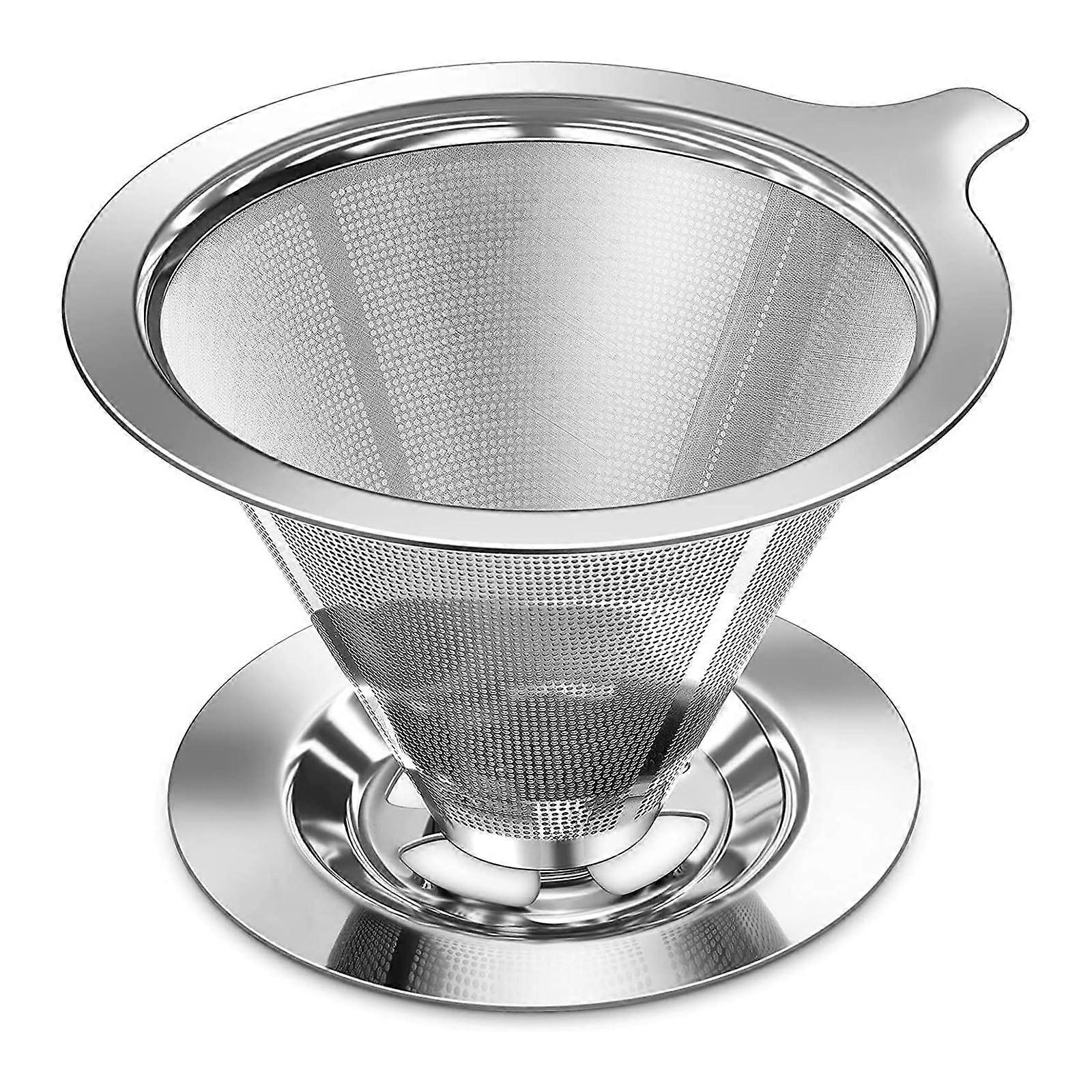 Paperless Pour-Over Coffee Dripper - Eco-Friendly Stainless Steel, Reusable, 1-2 Cup Capacity, Sleek Design