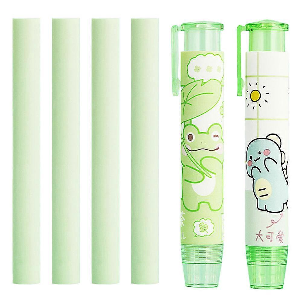 2 pcs push-pull rubber eraser cute cartoon with two replacement cores