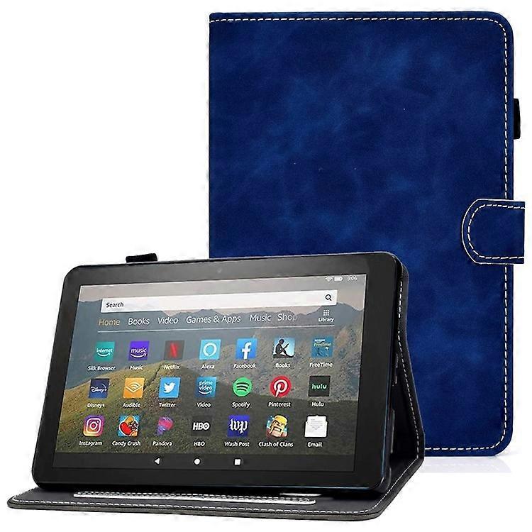 Compatible For Amazon Fire 7 (2022) Textured Microfiber Leather Tablet Case Shockproof Card Holder Protective Cover with Stand